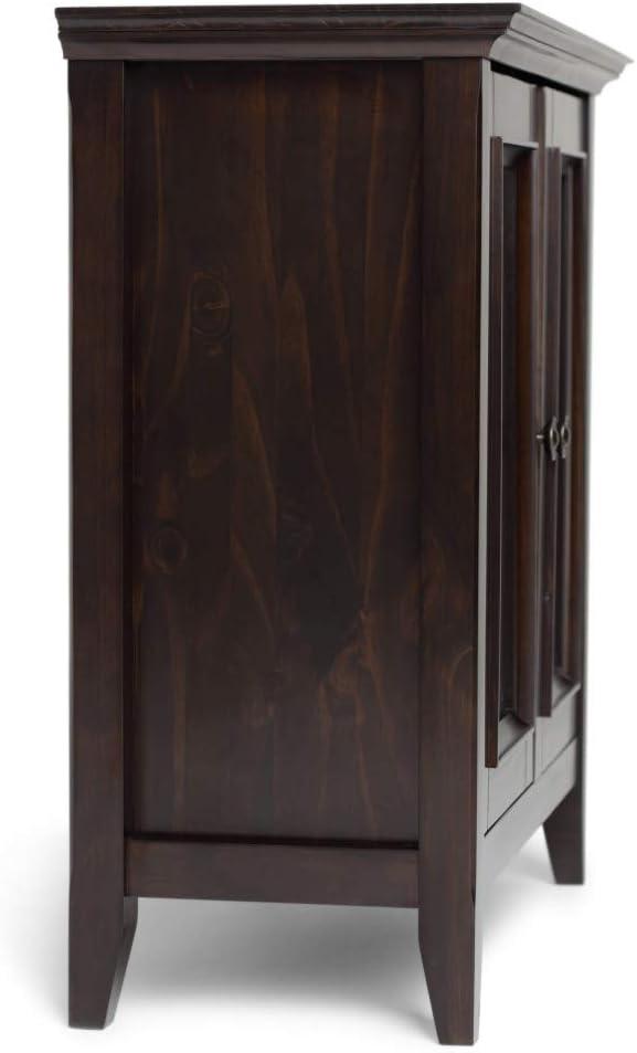 Hickory Brown Solid Wood Low Storage Cabinet with Adjustable Shelving