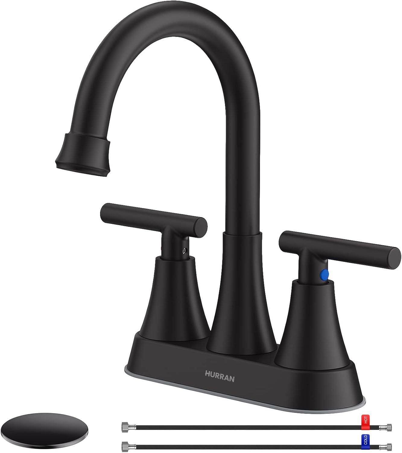 Matte Black Stainless Steel 4-Inch Centerset Bathroom Faucet