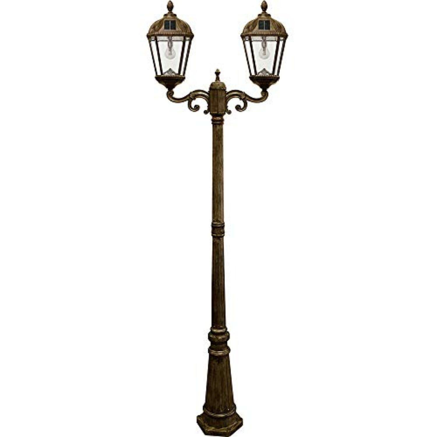 Gama Sonic Royal Brown 2-Light 89" H 300 Lumen Solar Powered Lamp Post (Full)