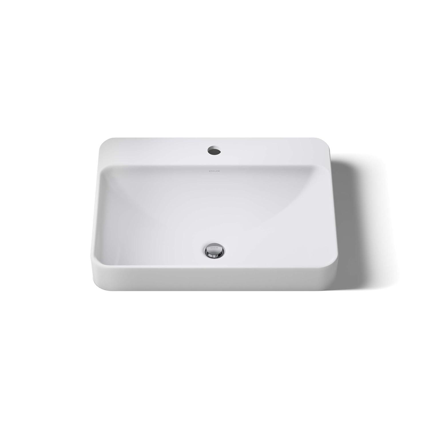 Vox® Vitreous China Rectangular Vessel Bathroom Sink with Overflow