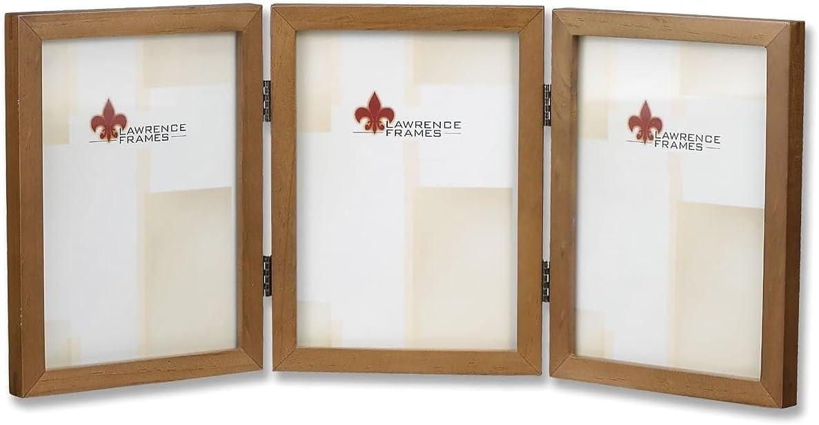 Nutmeg Wood 5x7 Hinged Triple Picture Frame