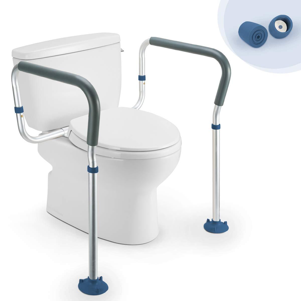 GreenChief Toilet Safety Rail, Medical Bathroom Safety Frame for Elderly, Handicap and Disabled - Adjustable Handrails for Toilet Seat Grab Bar Toilet Handrails Helper, 2 Additional Rubber Tips