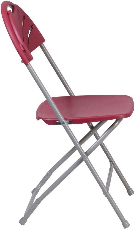 Flash Furniture 2 Pack HERCULES Series 650 lb. Capacity Burgundy Plastic Fan Back Folding Chair