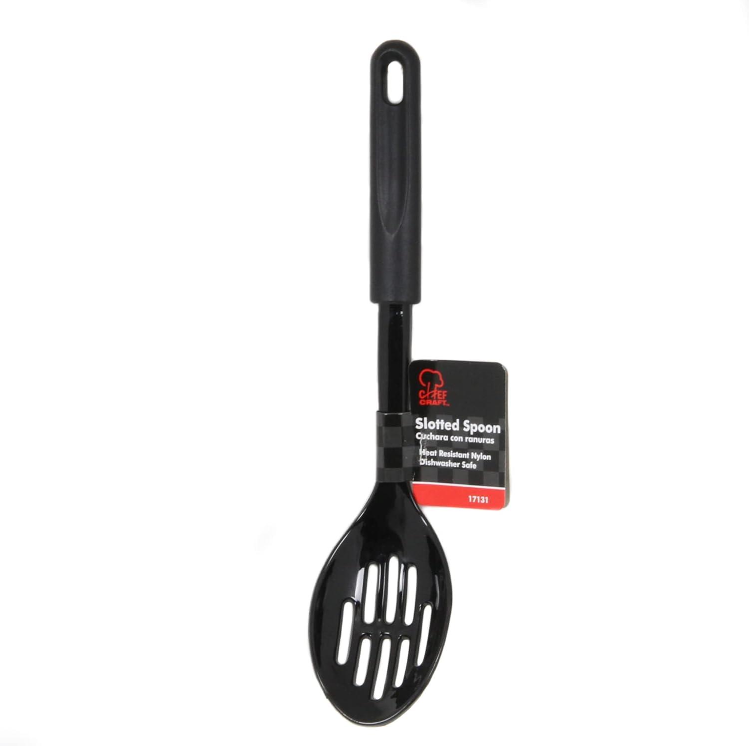 Chef Craft Basic Nylon Slotted Spoon, 11.5 inch, Black