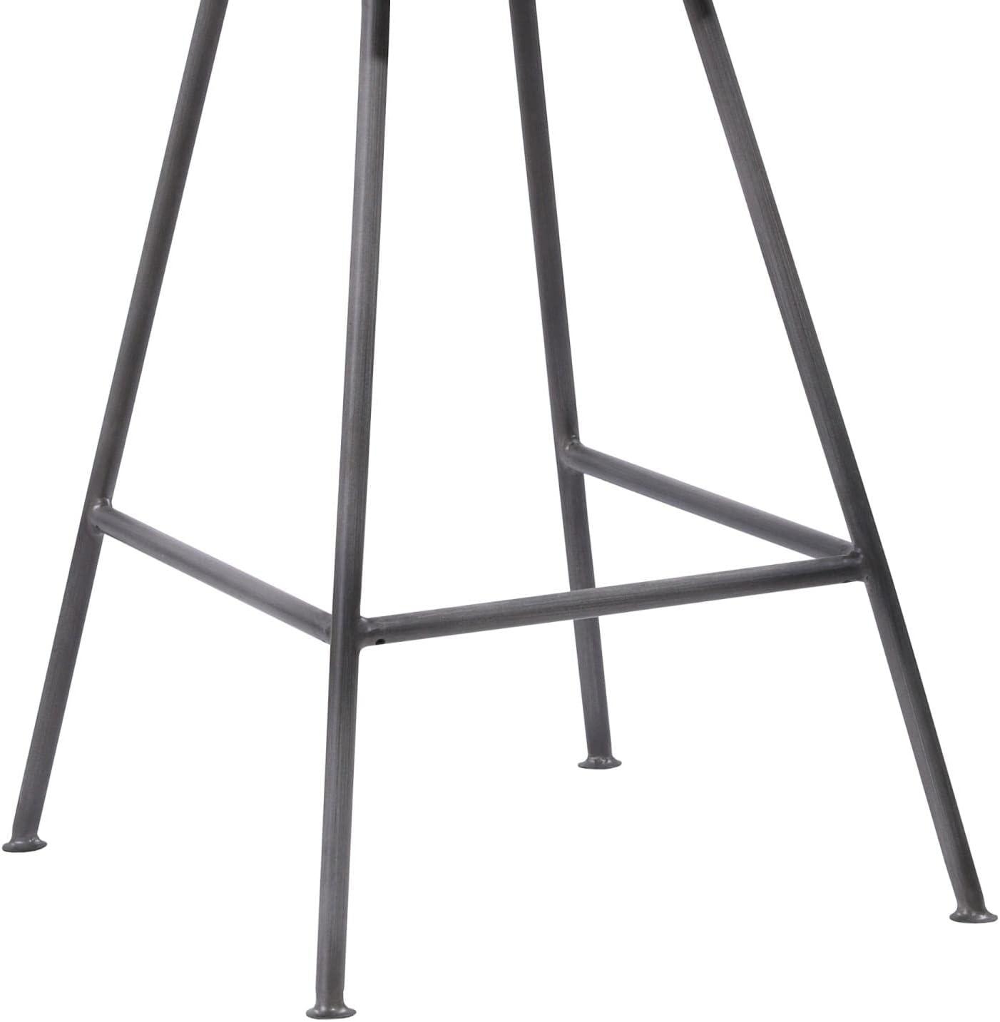 Sleek Gray Powder Coat 26" Metal and Leather Counter Stool