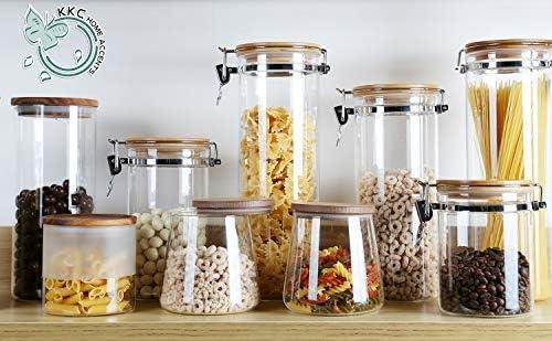 JoyJolt Glass Airtight Food Storage Jars with Bamboo Clamp Lids, 4-Piece