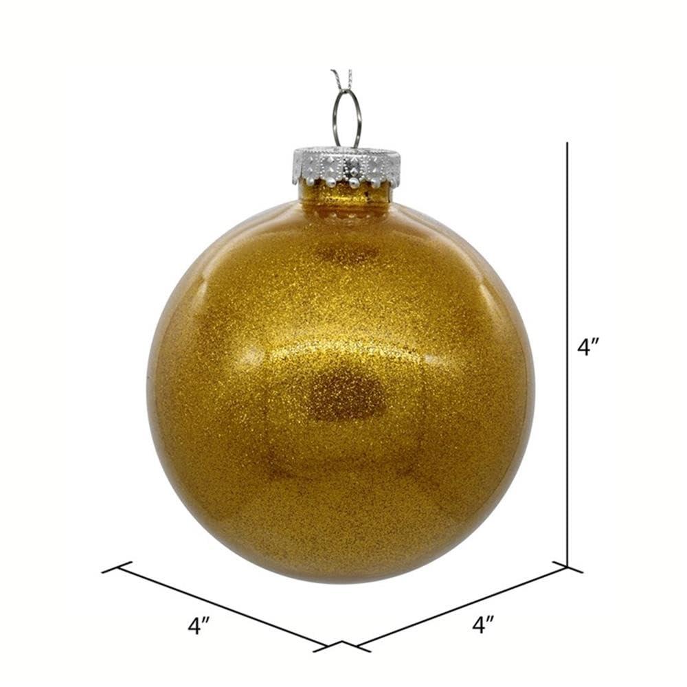 Vickerman 4" Clear Ball Christmas Ornament with Antique Gold Glitter Interior, 6 Pieces per bag