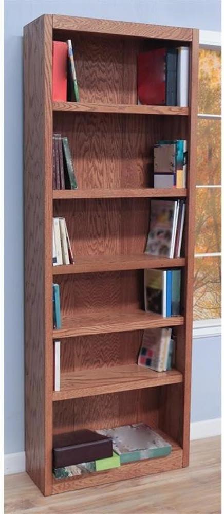 Concepts in Wood Traditional 84" Tall 6-Shelf Wood Bookcase in Dry Oak