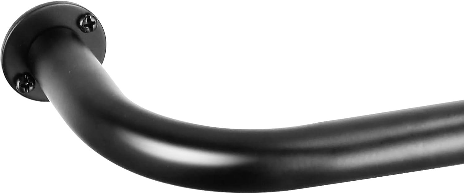 Energy-saving Wraparound Adjustable French Blackout Curtain Rod Set Matte Black 28"-48" Black Finish