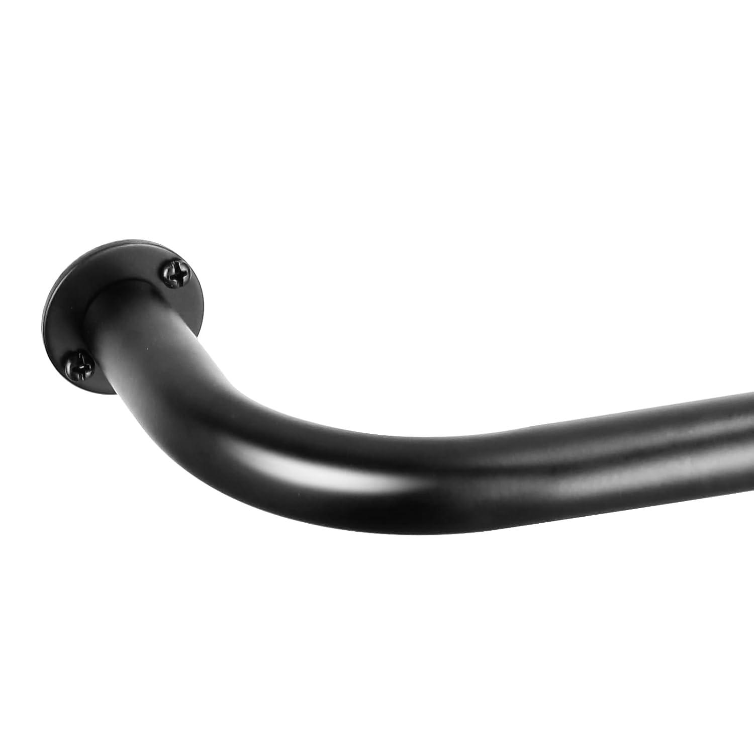 Energy-saving Wraparound Adjustable French Blackout Curtain Rod Set Matte Black 28"-48" Black Finish