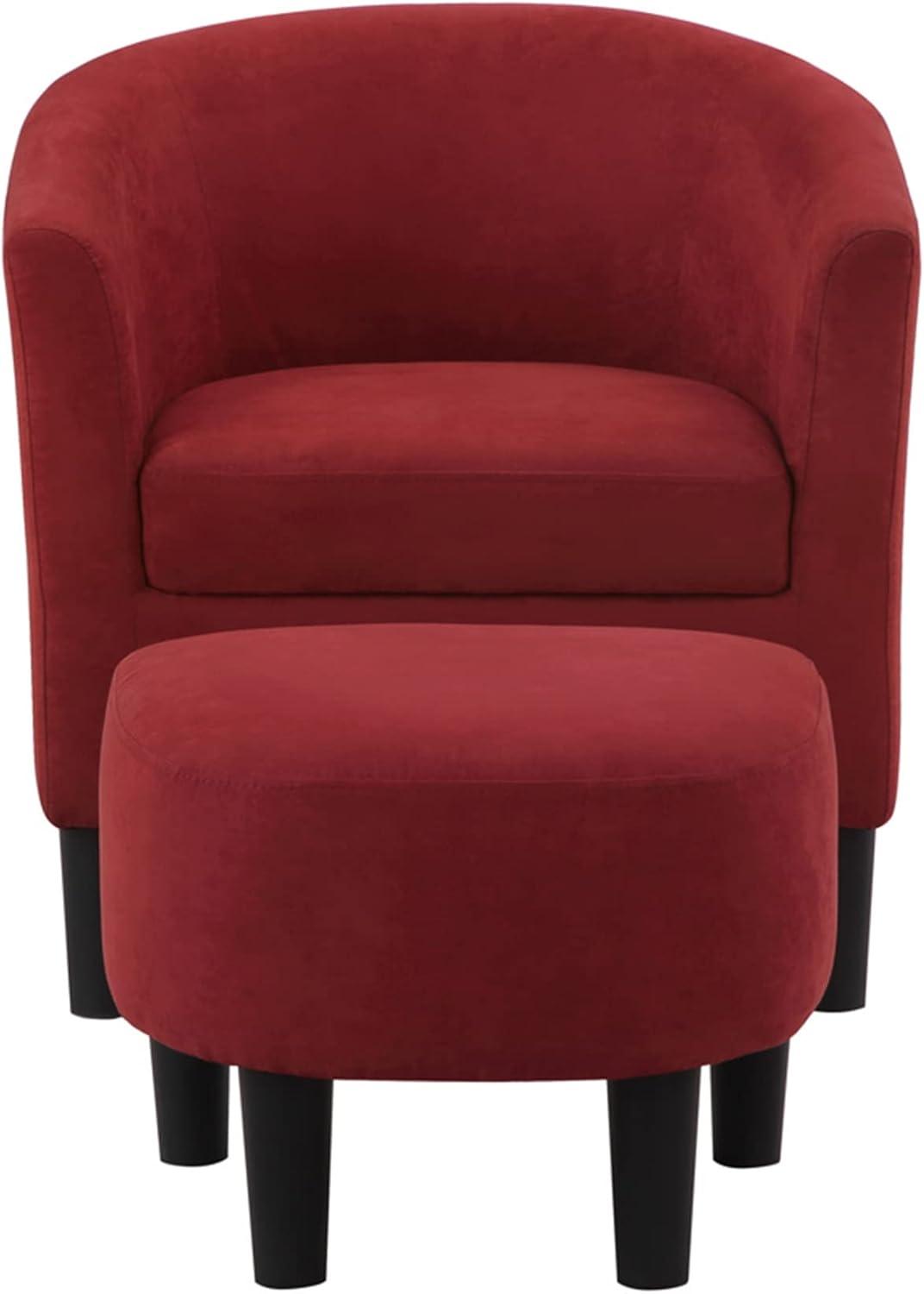 Convenience Concepts Take a Seat Churchill Accent Chair with Ottoman, Red Microfiber