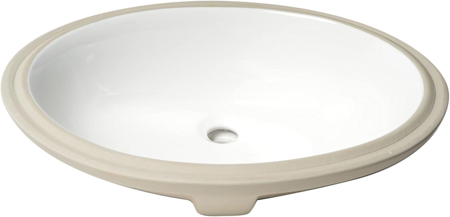 Alfi Brand 16.75'' White Porcelain Oval Bathroom Sink with Overflow