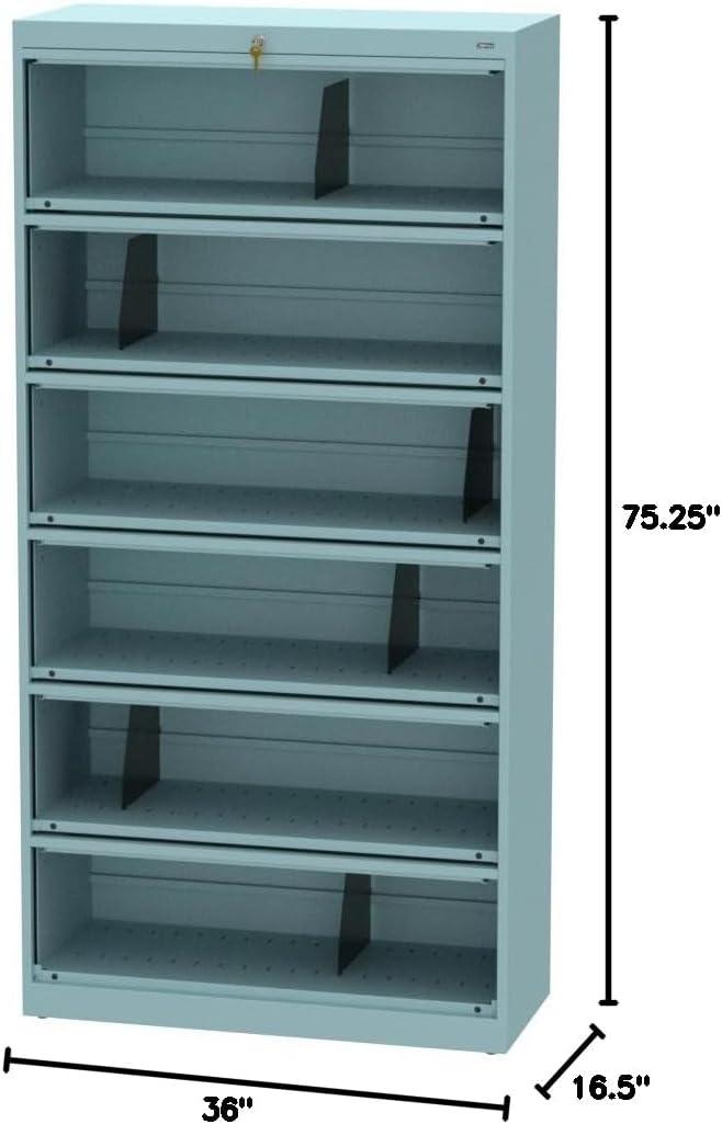 Tennsco 6 Drawers Lateral Lockable Filing Cabinet, Gray