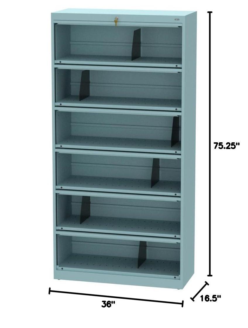 Tennsco 6 Drawers Lateral Lockable Filing Cabinet, Gray