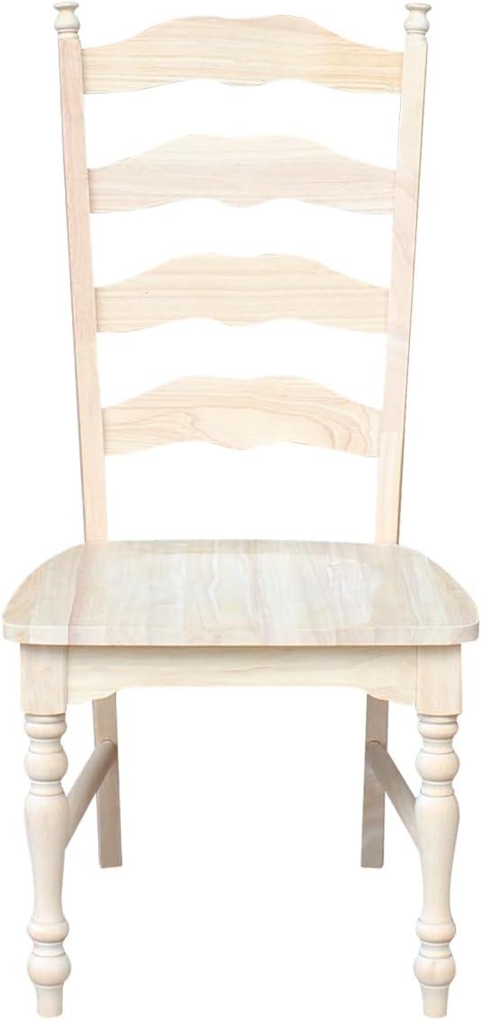 International Concepts Set of 2 Maine Ladderback Chair Unfinished : Hardwood Frame, Armless Design, 225 lb Capacity