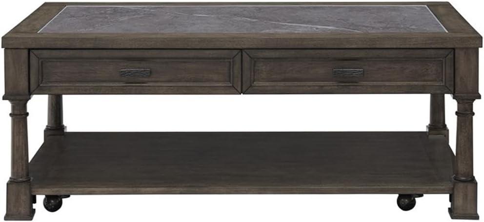 Gray Flannel Rectangular Wood Cocktail Table with Storage