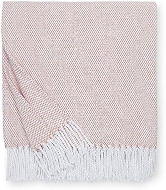 Lightweight Cotton Basketweave Throw Blanket with Fringe
