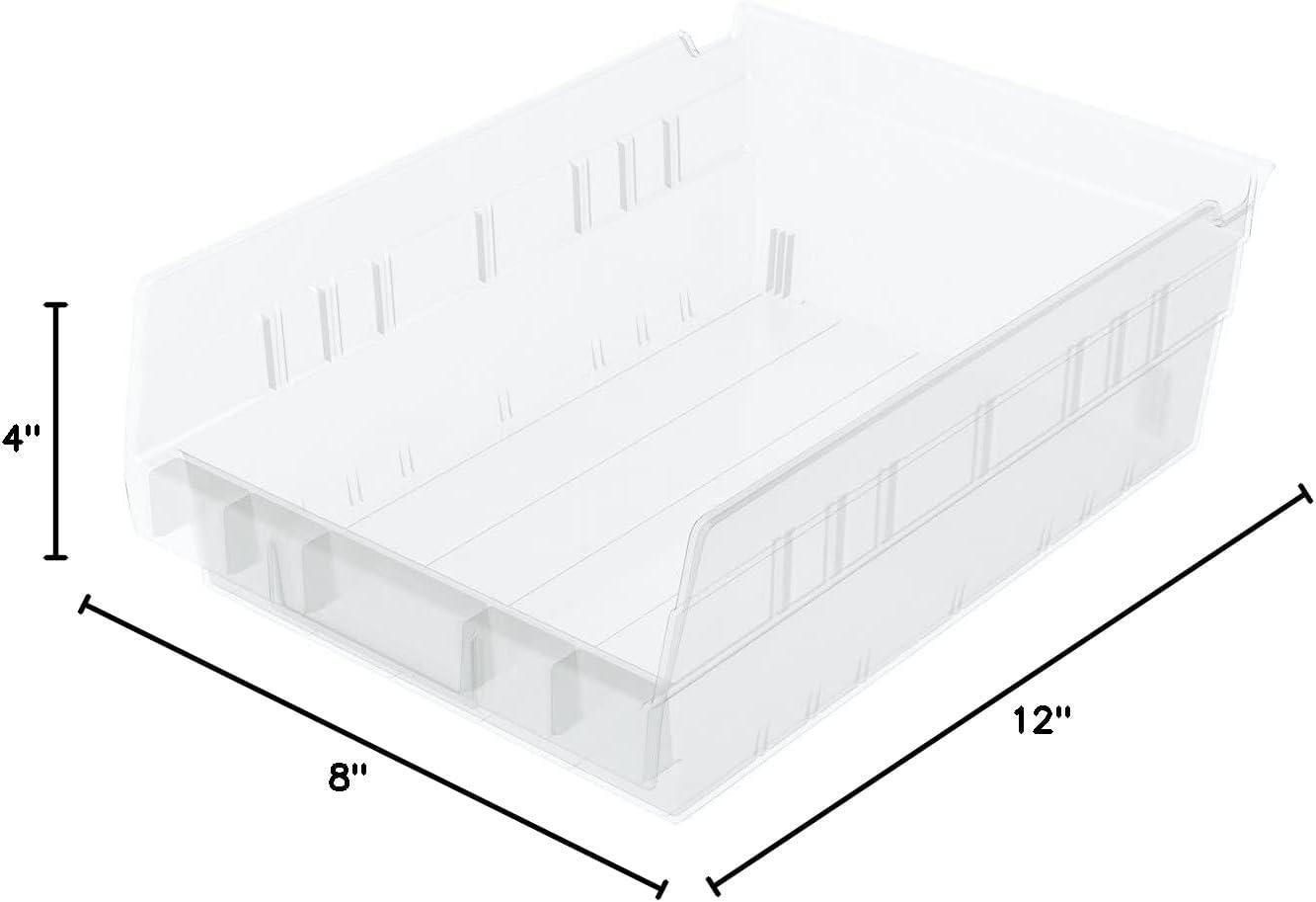 Akro-Mils 30150 Plastic Nesting Shelf Bin Storage Box, 12" Deep, Clear - Set of 12