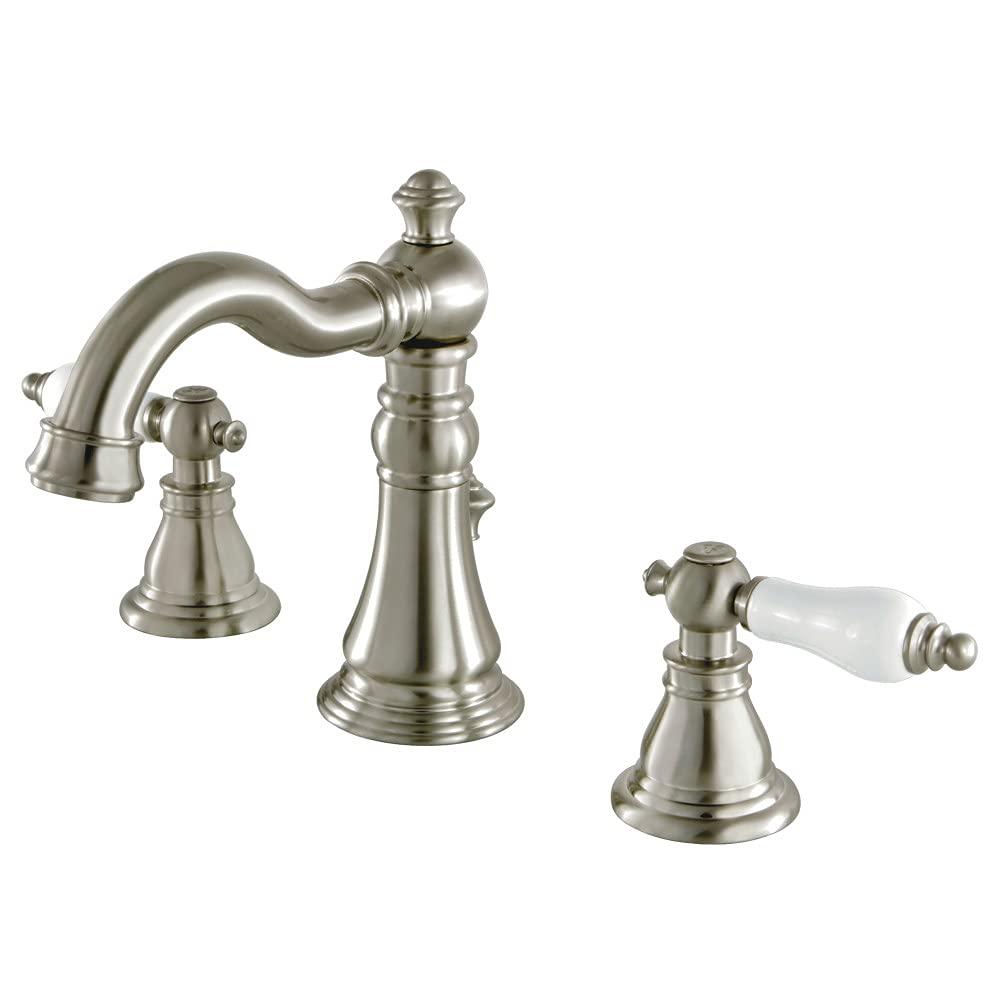 Kingston Brass Kingston Brass American Patriot Two-Handle 3-Hole Deck Mount Widespread Bathroom Faucet with Retail Pop-Up Drain FSC1971APL