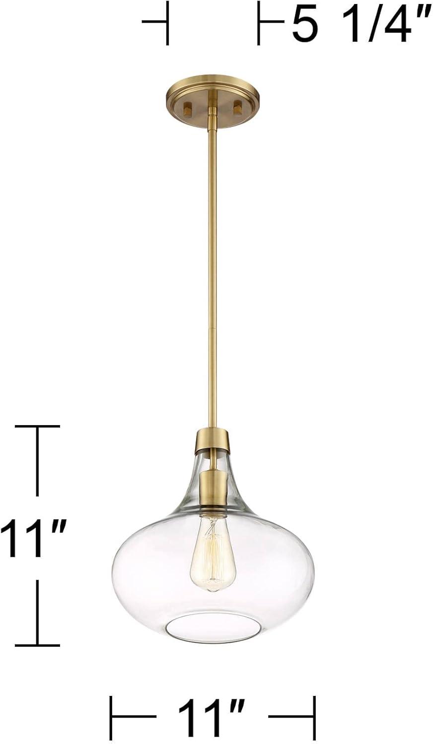 Possini Euro Design Asni Warm Gold Metal Mini Pendant 11" Wide Modern Clear Glass 4-Light Fixture for Dining Room Kitchen Island