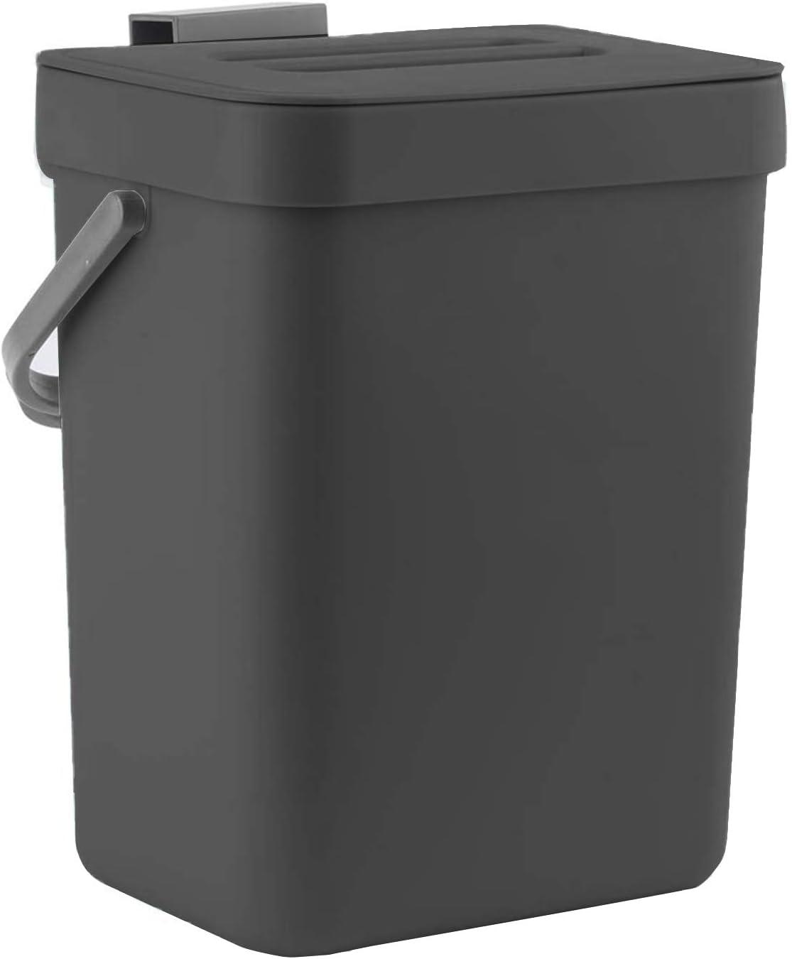 Mini Countertop Trash Can, Compact Waste Basket Garbage Can, Small Trash Bin with Lid for Desk/Office/Dorm, 3L/0.8 Gal, Black