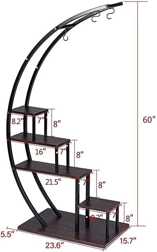 5 Tier Metal Plant Stand Indoor Curved Display Book Shelf Storage