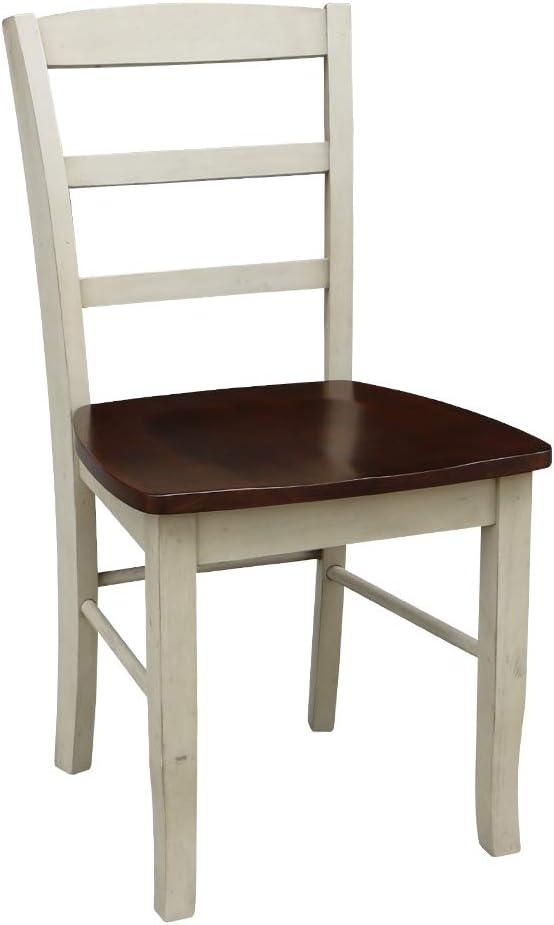 Set of 2 Madrid Ladderback Chairs Antiqued Almond/Espresso - International Concepts: Solid Wood, Unupholstered, Spot Clean
