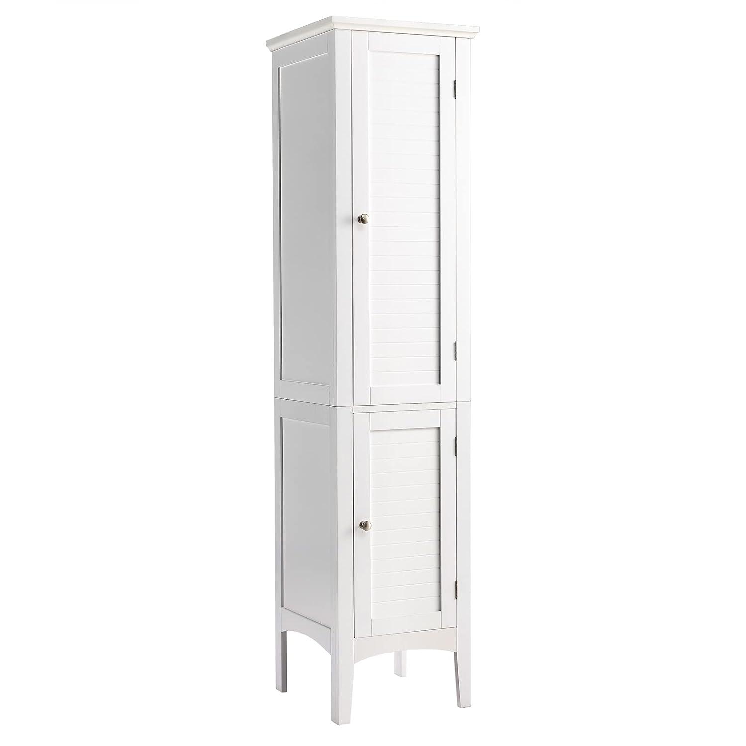 Gabinete de Torre Independiente de 5 Niveles Gabinete de Almacenamiento de Baño Alto Blanco