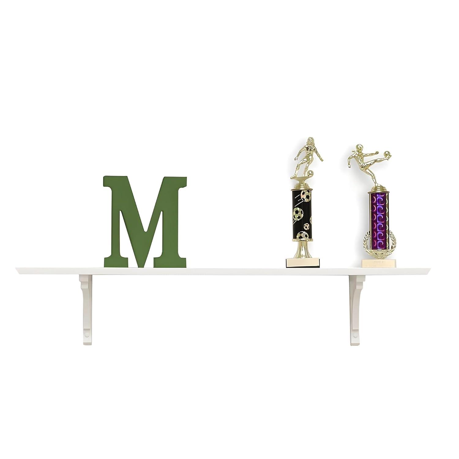InPlace Shelves, 18Wx7Dx7H, Wood Cottage Bracket Floating Wall Mounted Display Shelf, White