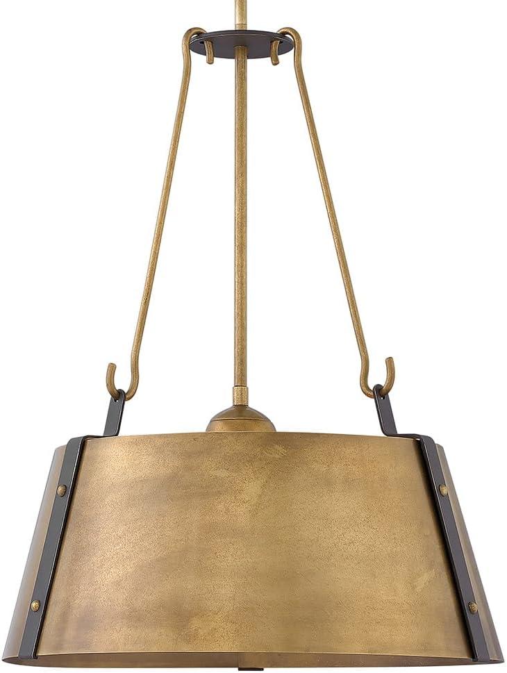 3 Light Large Drum Chandelier In Traditional-Rustic-Industrial Style 19.5 Inches Wide By 25 Inches High-Rustic Brass Finish Hinkley Lighting 3395Rs