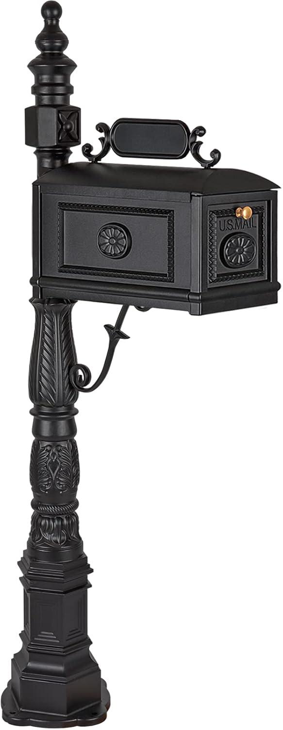 Barcelona Black Cast Aluminum Decorative Post Mailbox