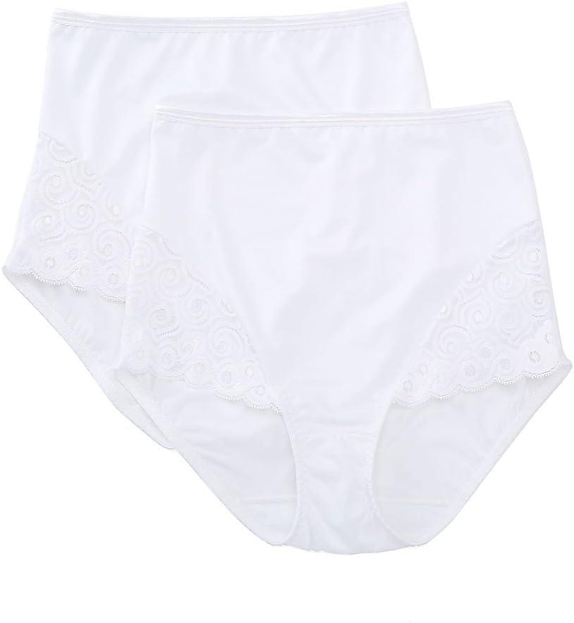 Bali Women's Shapewear Brief with Lace Firm Control 2-Pack, White, 2X