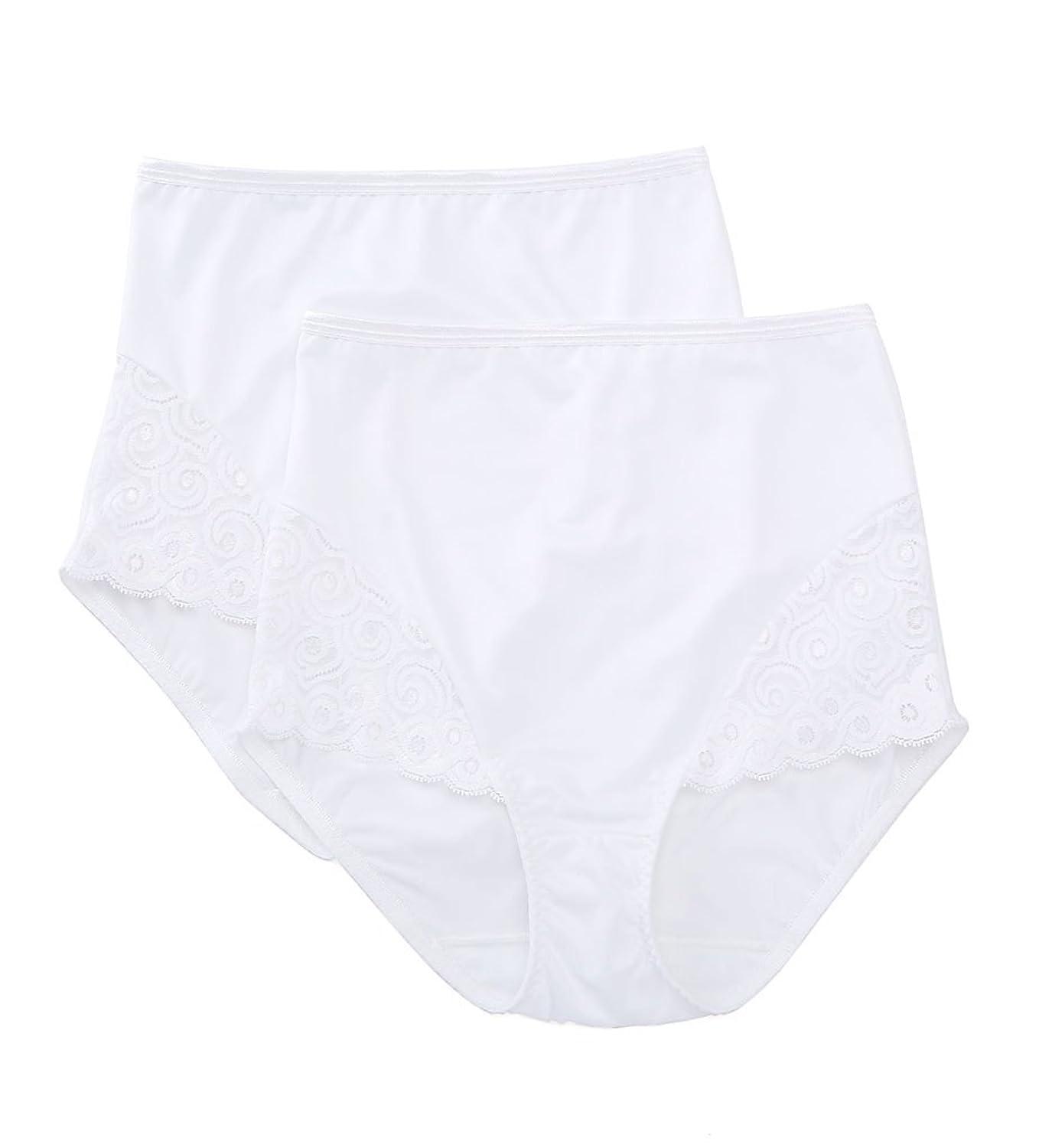 Bali Women's Shapewear Brief with Lace Firm Control 2-Pack, White, 2X