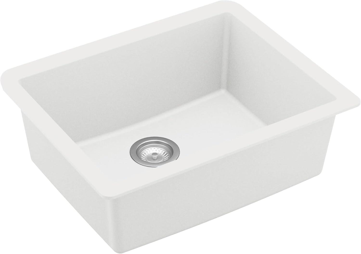 White Quartz 24'' Single Bowl Undermount Kitchen Sink