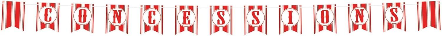 Red and White Cardstock Concessions Pennant Banner