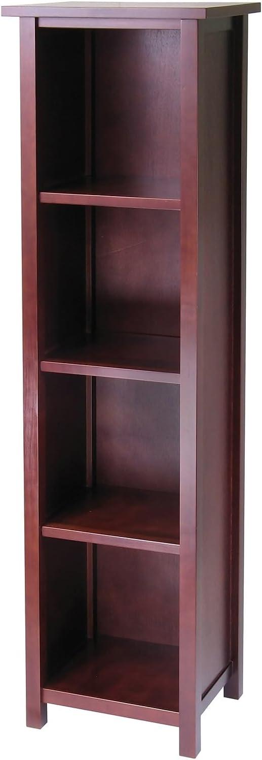 Winsome 55.98" 5 Tier Milan Storage Shelf or Bookshelf Tall Walnut: Mid-Century Modern MDF Composite