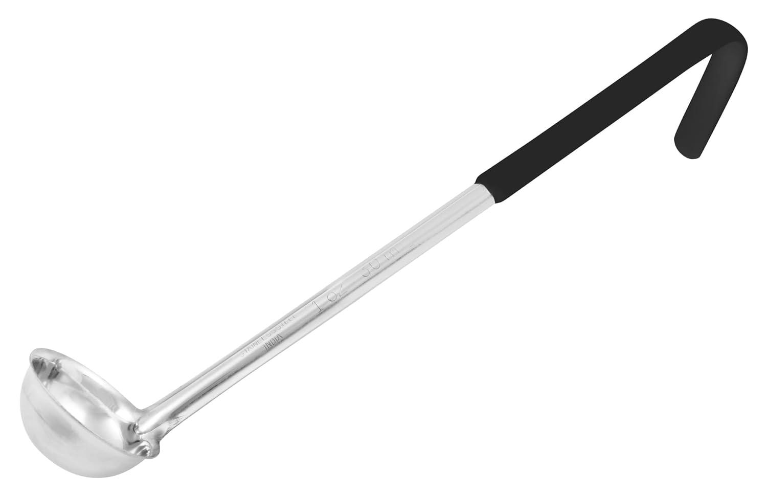 Heavy-Duty Stainless Steel Soup Ladle with Black Handle