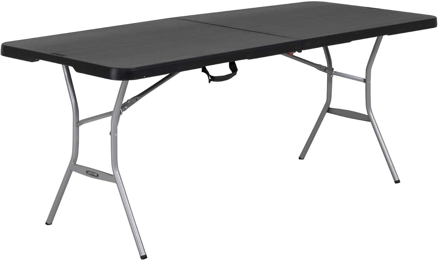 Lifetime 6-Foot Black Fold-In-Half Table with Steel Frame