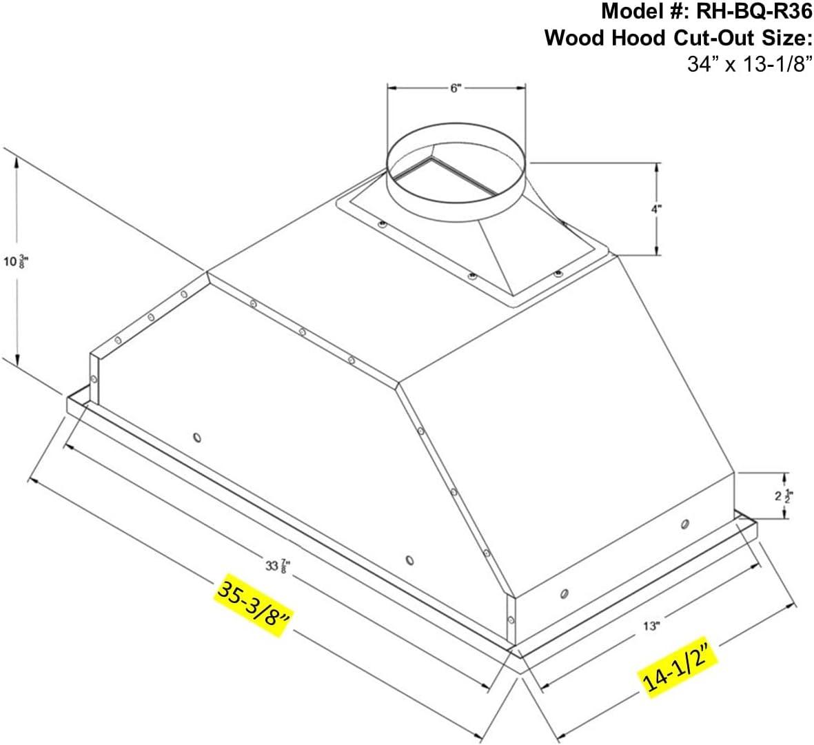 Awoco 36" Stainless Steel 650 CFM Ducted (Vented) Insert Range Hood with Mesh Filter