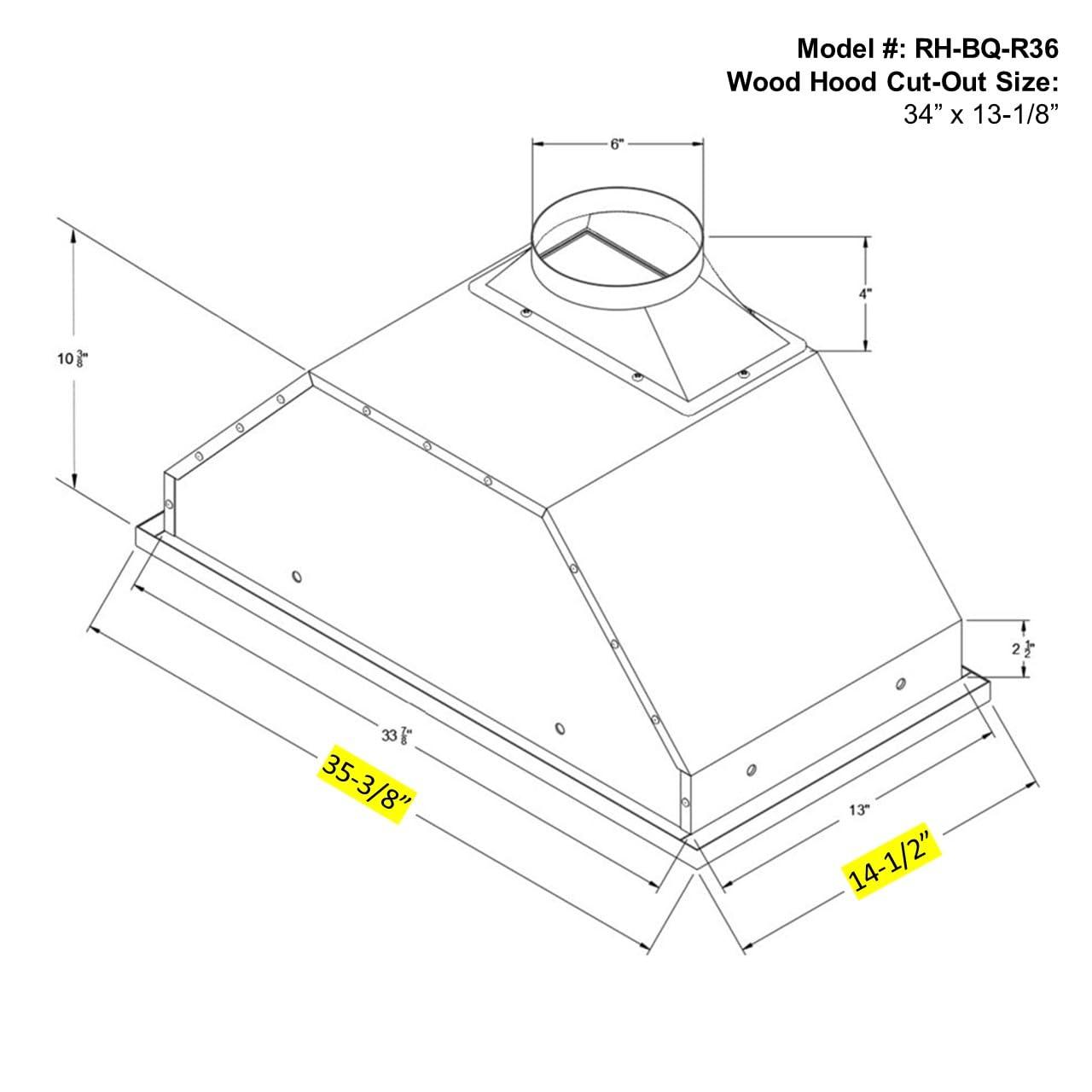 Awoco 36" Stainless Steel 650 CFM Ducted (Vented) Insert Range Hood with Mesh Filter