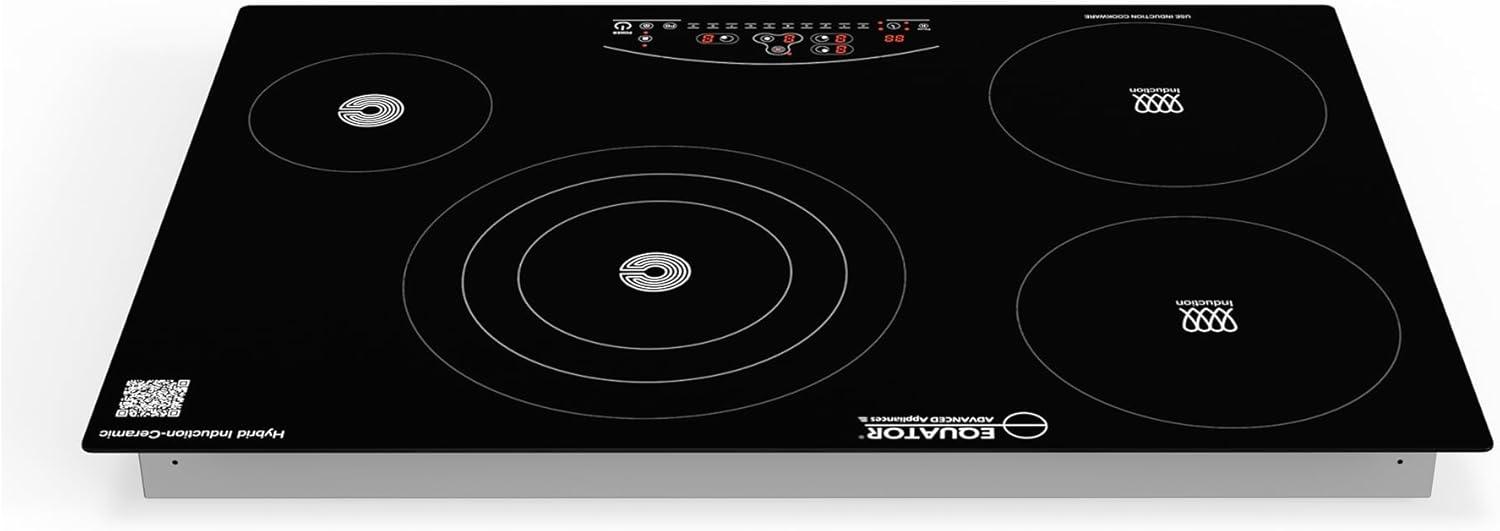 Equator 30" Electric Hybrid CERAMIC-INDUCTION 4 Burner Cooktop 9 Power 220V