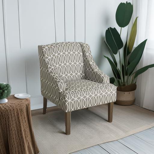 Classic Swoop Accent Armchair Brindle Gray- HomePop