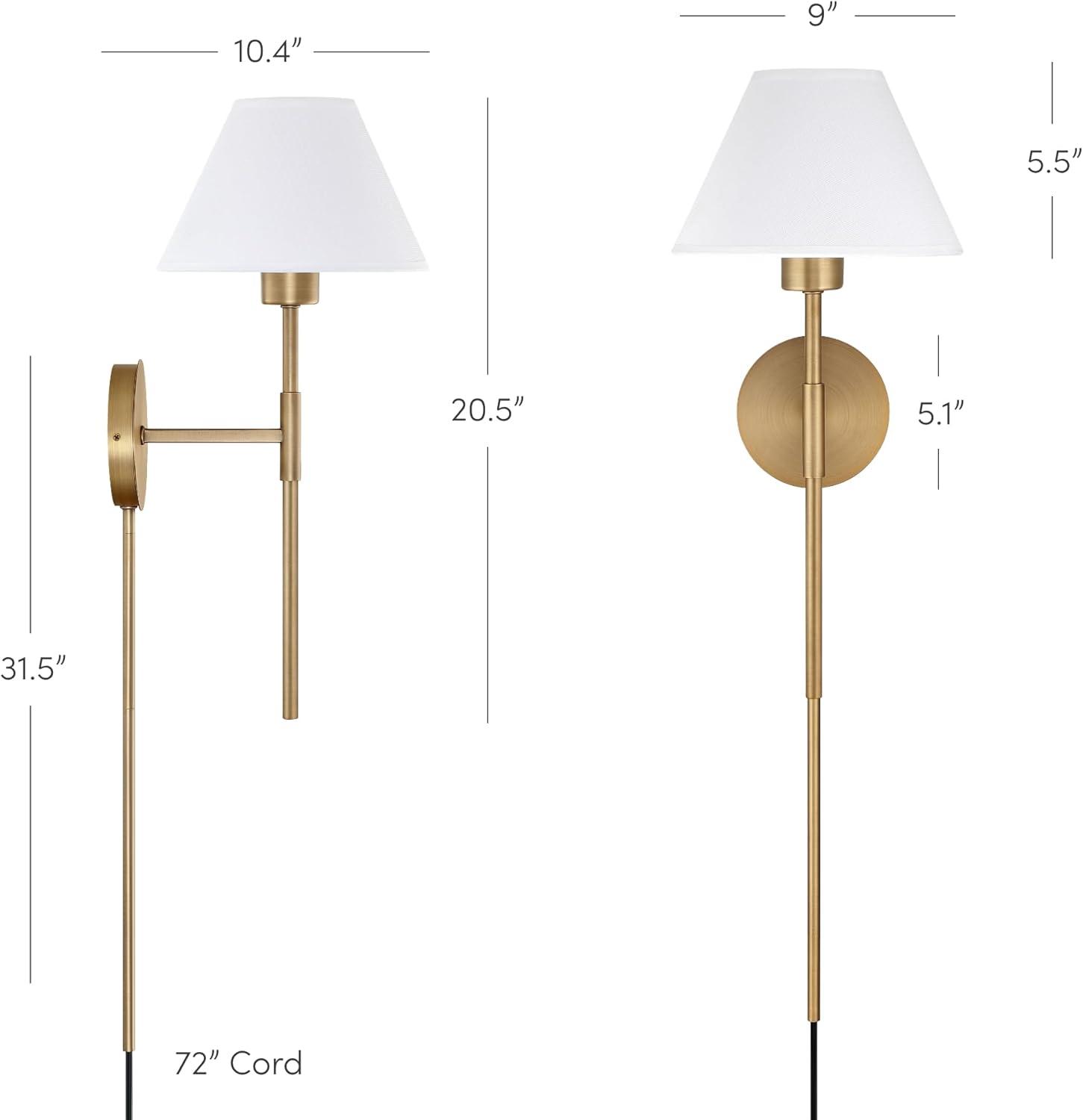 Millie Plugin Wall Sconce Light Fixture Cotton Shade/Brass - Nathan James