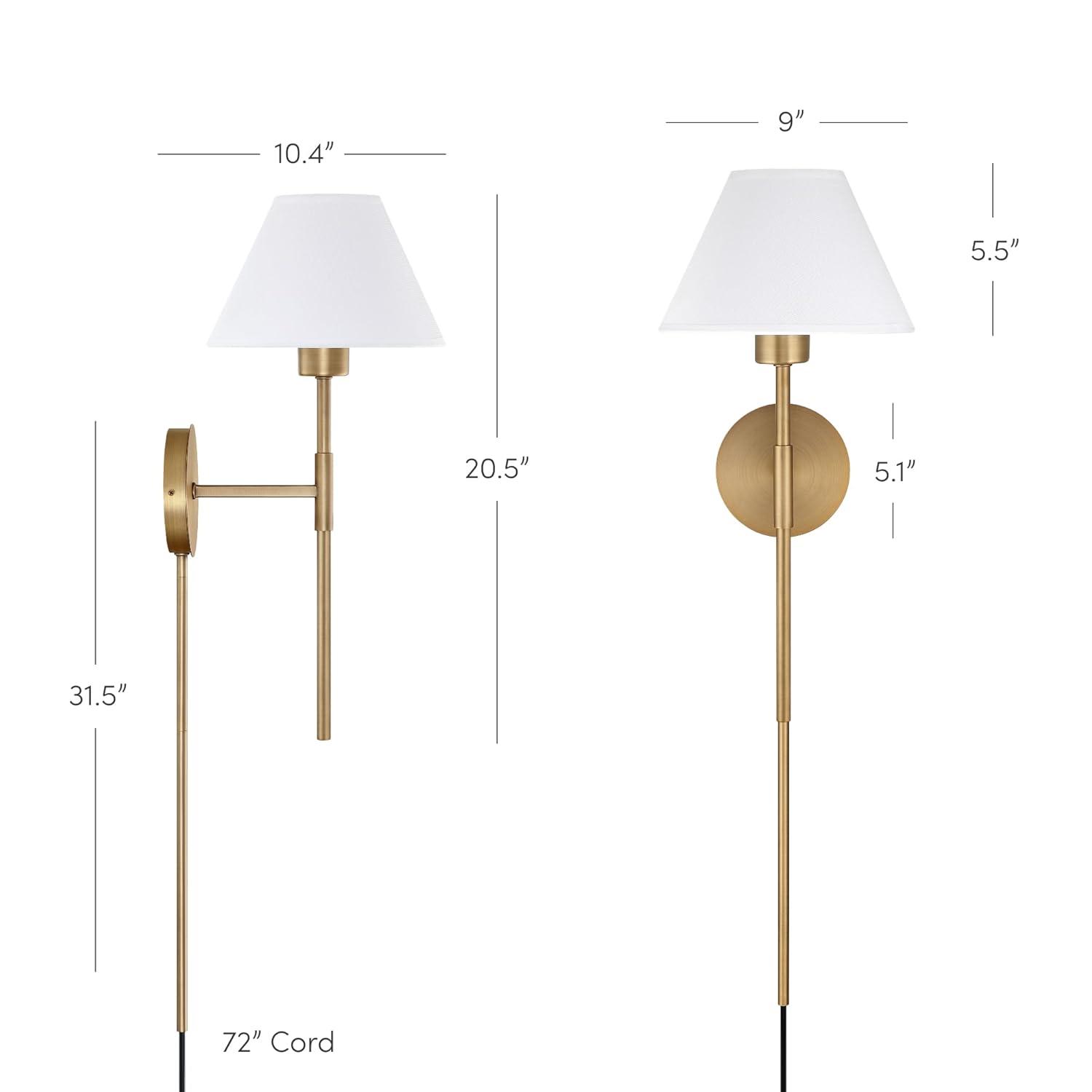 Millie Plugin Wall Sconce Light Fixture Cotton Shade/Brass - Nathan James