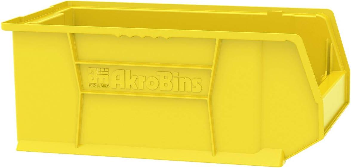 Yellow Stackable Plastic Storage Bin with Rear Handle, 20-Inch