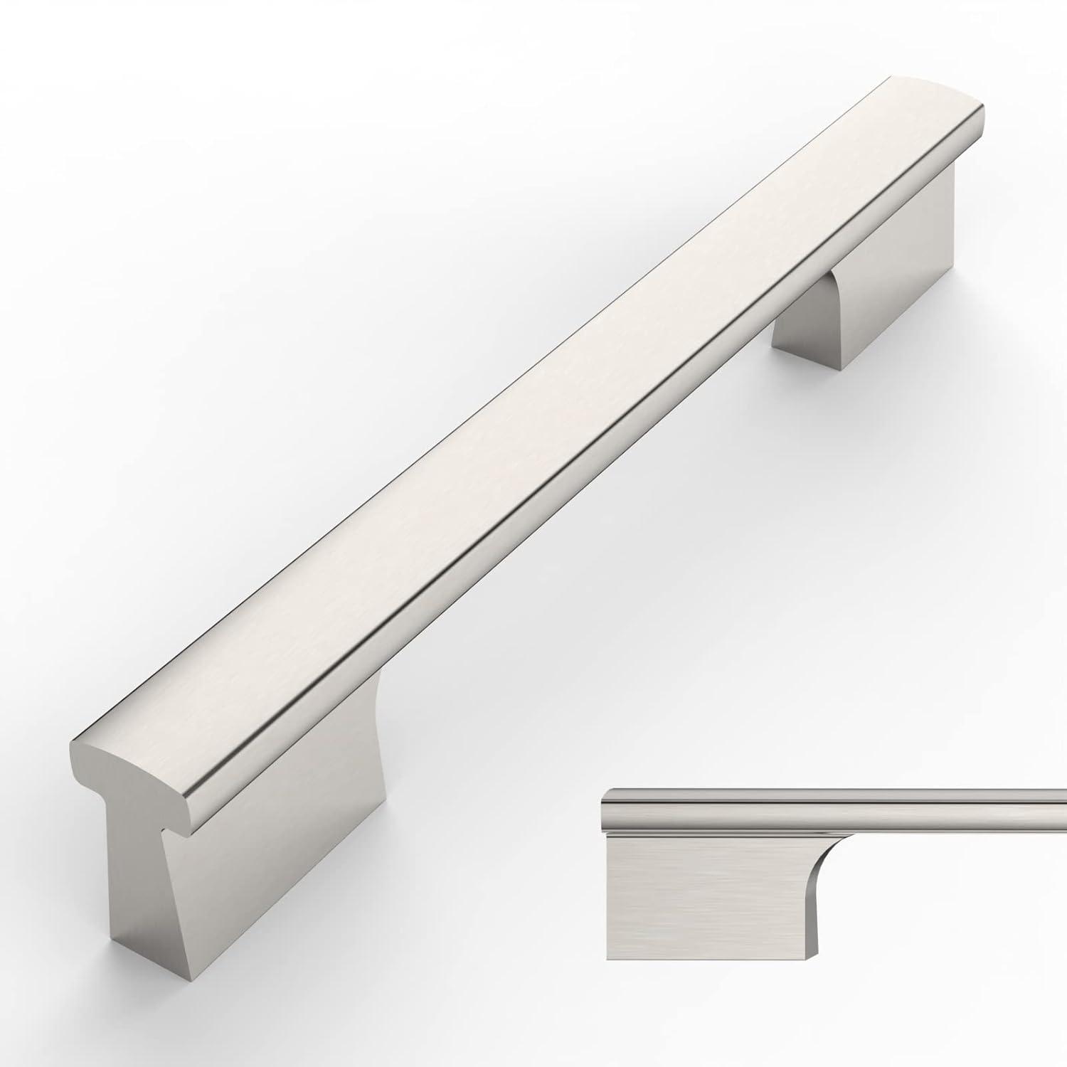 Amerdeco 10 Pack Brushed Satin Nickel Cabinet Pulls - 5 Inch(128MM) Hole Centers Kitchen Handles for Cabinets and Cupboards - ZH0060