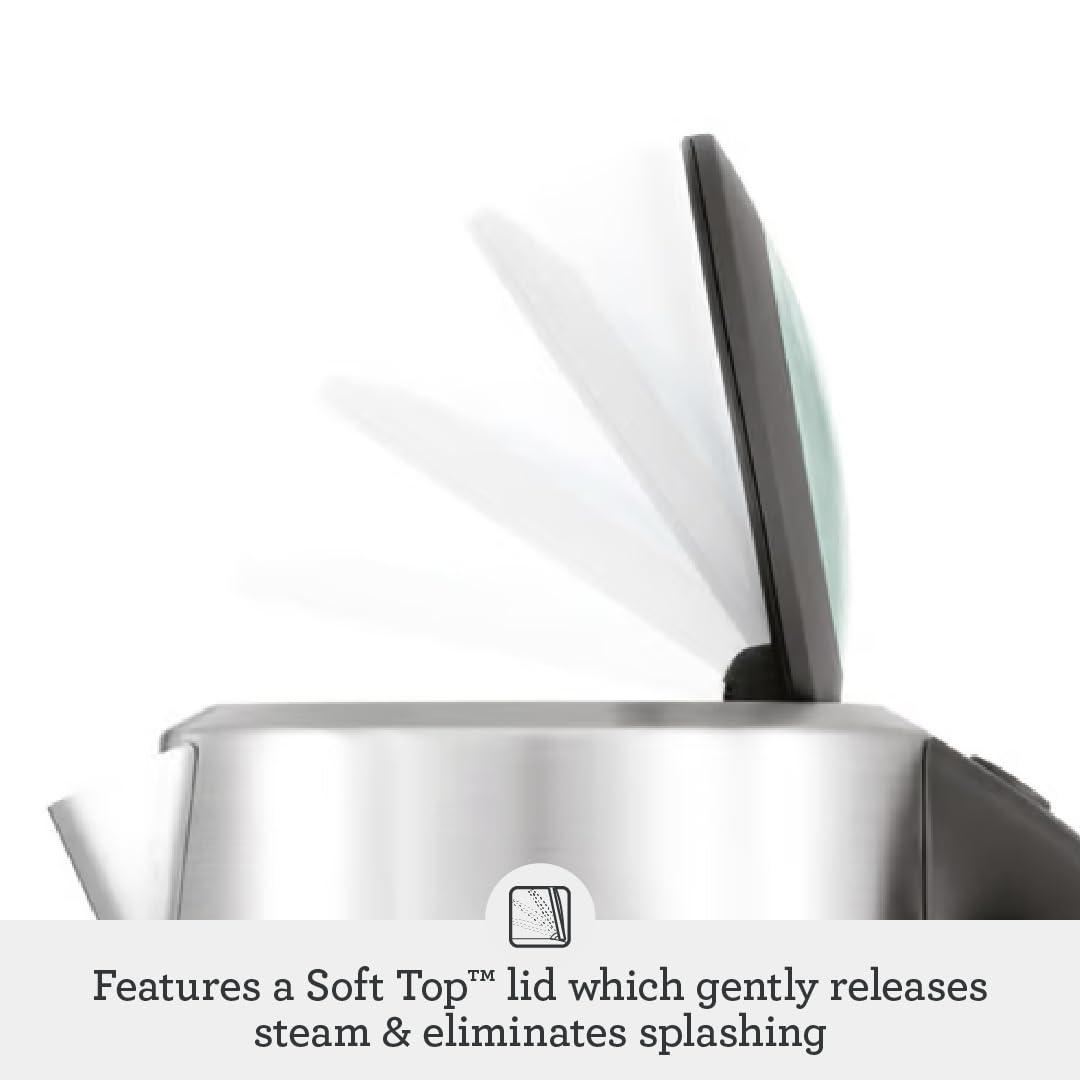 Breville 57oz Soft Top Pure Kettle Brushed Stainless Steel: Electric Water Boiler, BPA-Free, Automatic Shut-Off, 1.7L Capacity