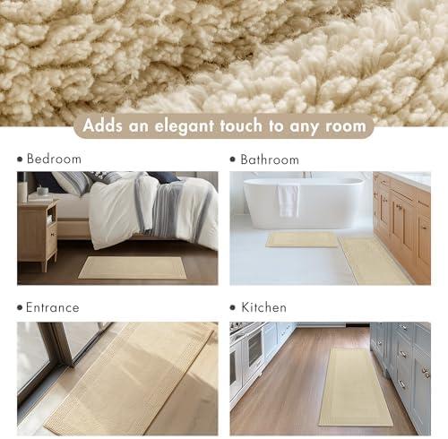 Madison Park 24"x72" Splendor Cotton Tufted Reversible Bath Rug Tan: Machine Washable, OEKO-TEX Certified