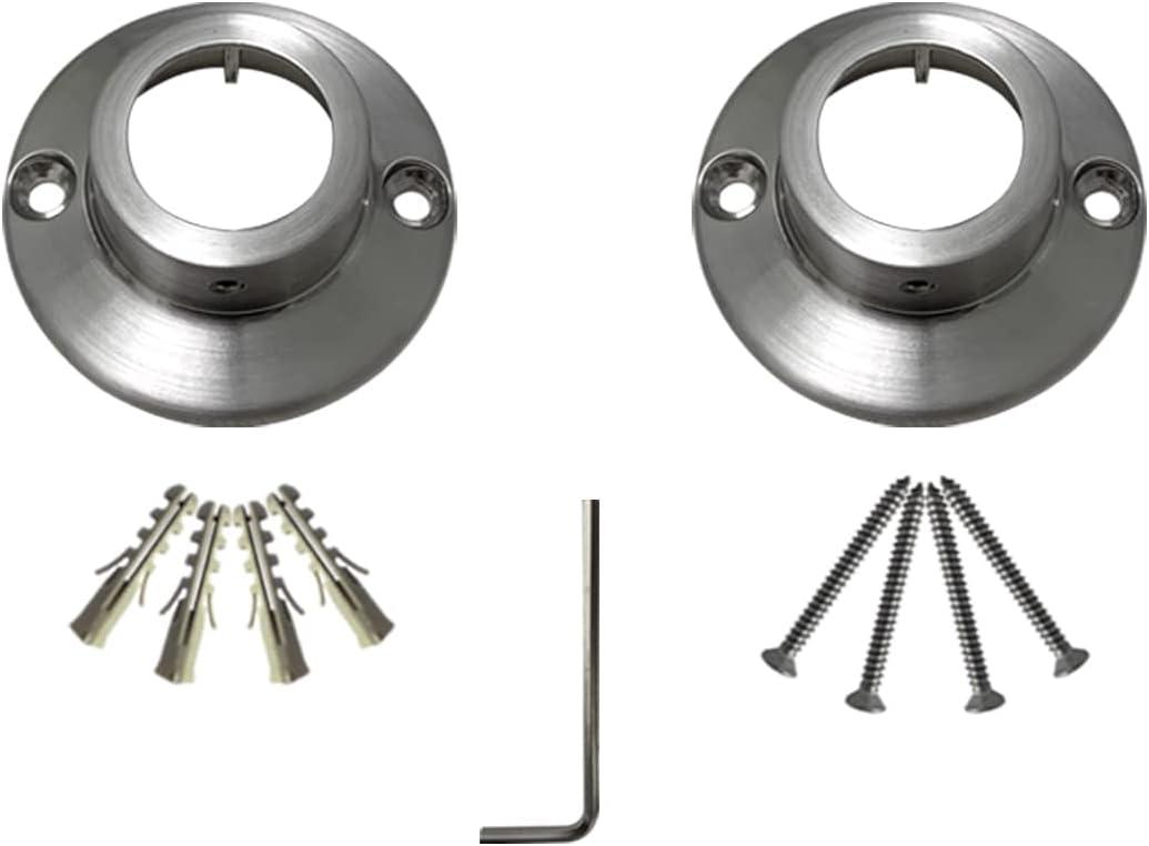 Naiture Straight Shower Curtain Rod Round Flanges, Zinc Alloy, Set of 2, Brushed Nickel Finish