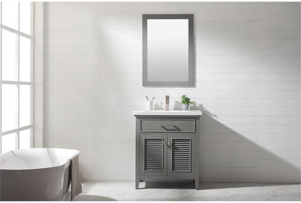 Design Element Cameron 30" Wood Single Sink Vanity In Gray Finish